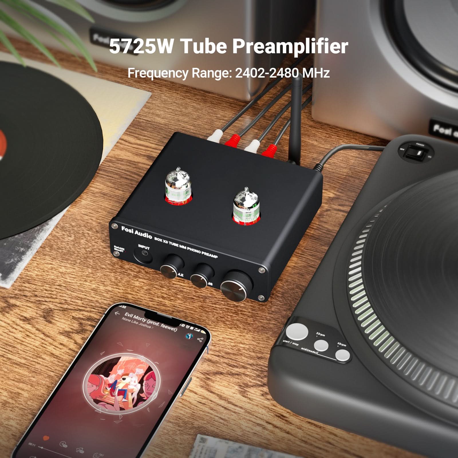 Fosi Audio Box X3 Bluetooth Vacuum Tube Phono Preamp