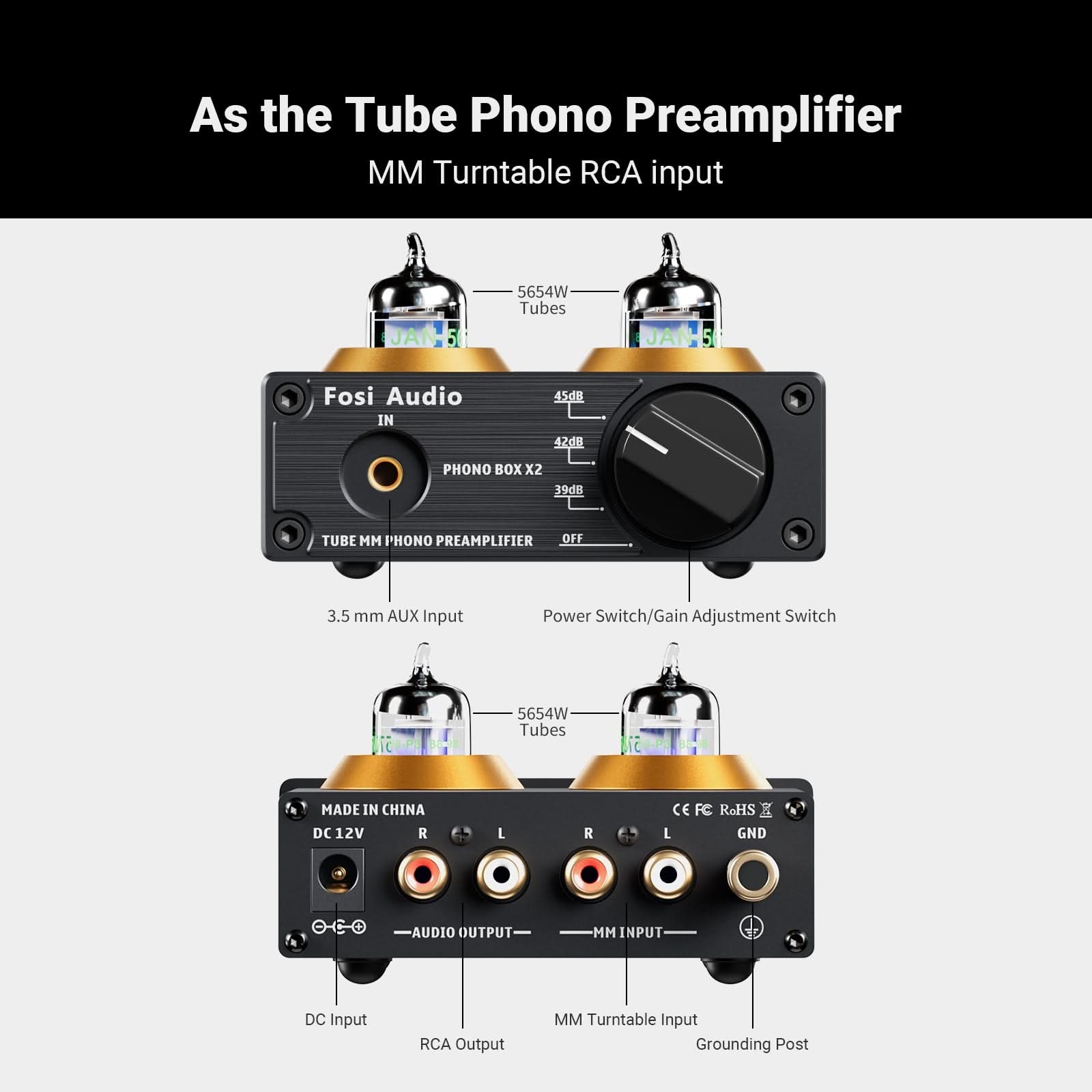 Fosi Audio Box X2 MM Turntable Phono Preamplifier