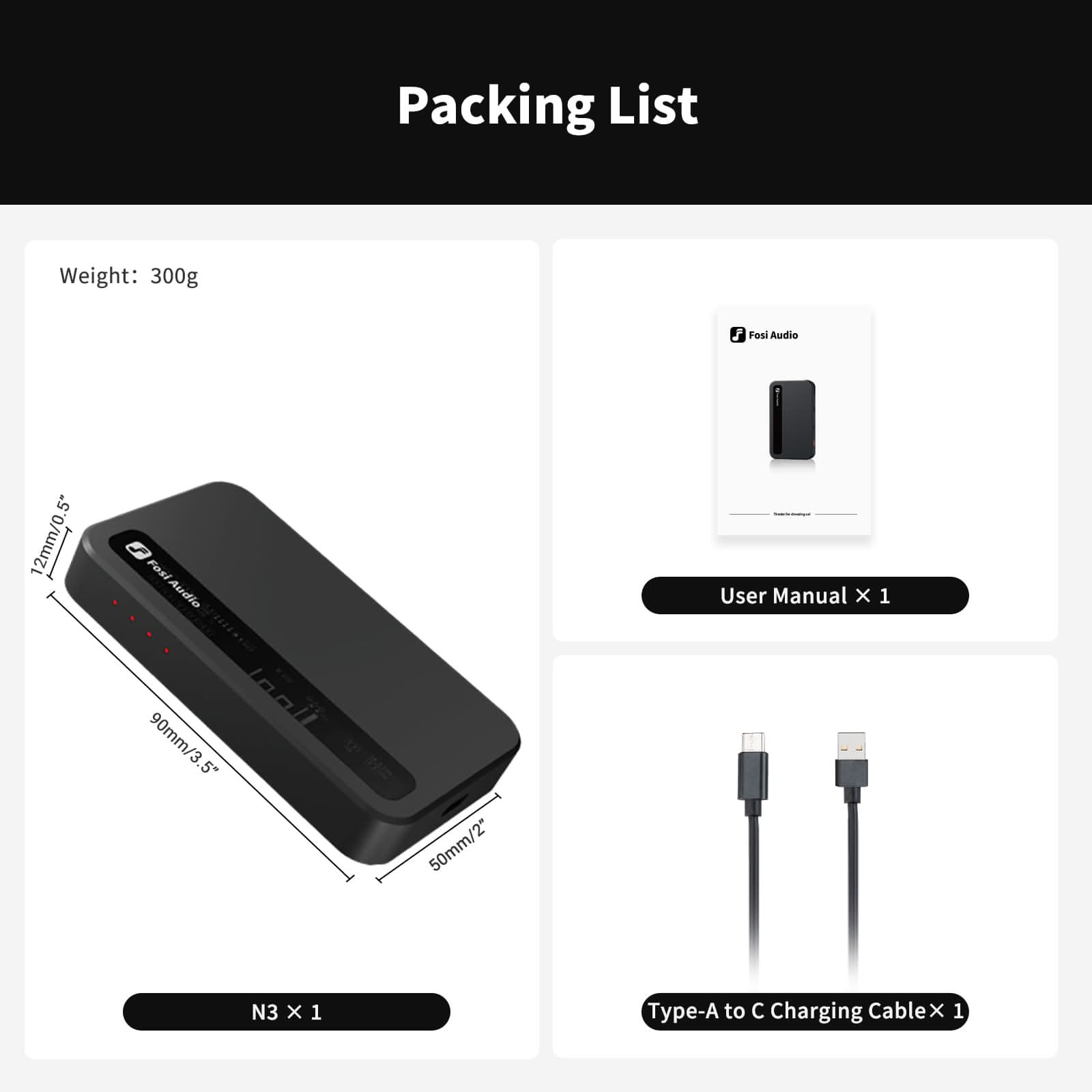 Fosi Audio N3 Portable Bluetooth Headphone Amplifier