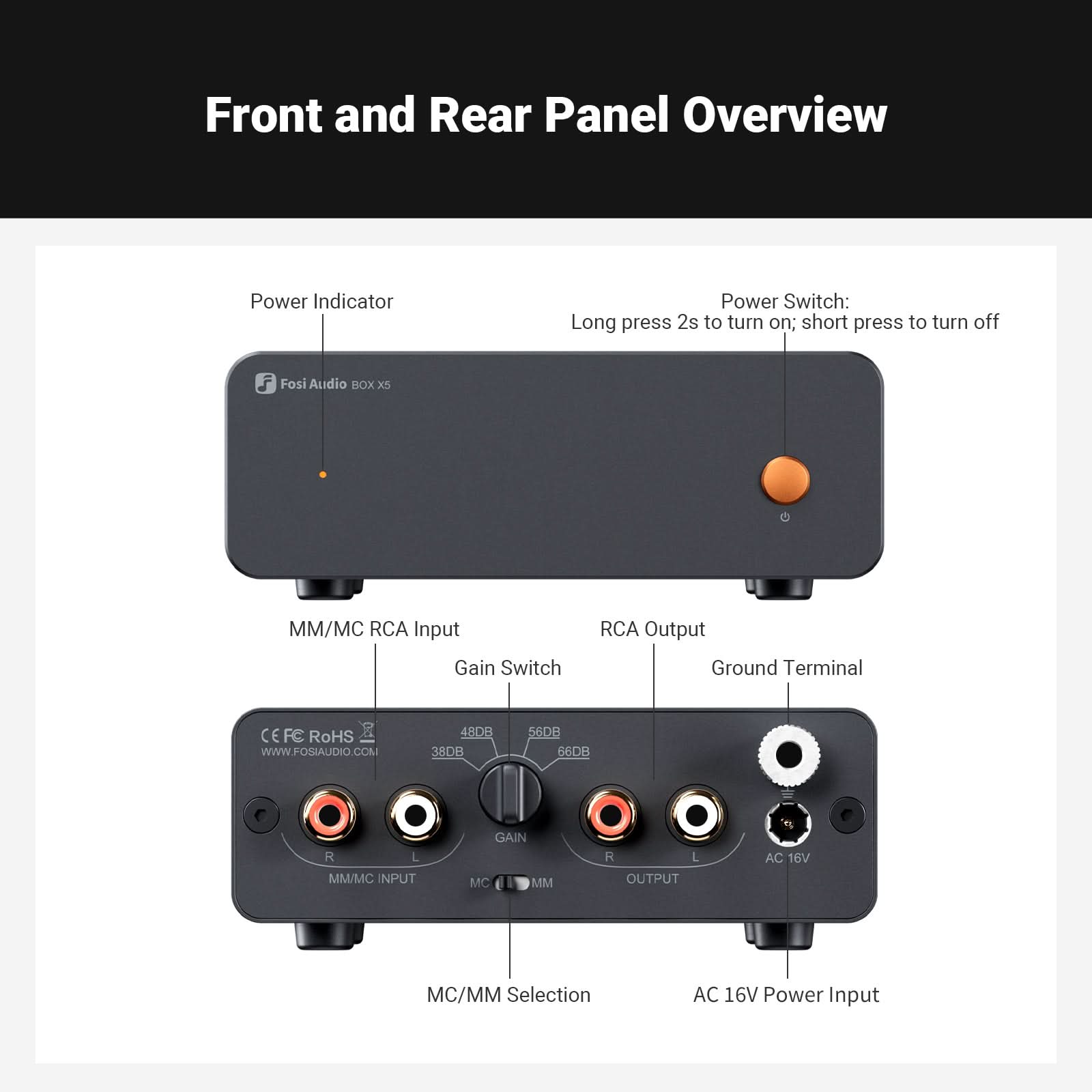 Fosi Audio Box X5 Phono-Vorverstärker
