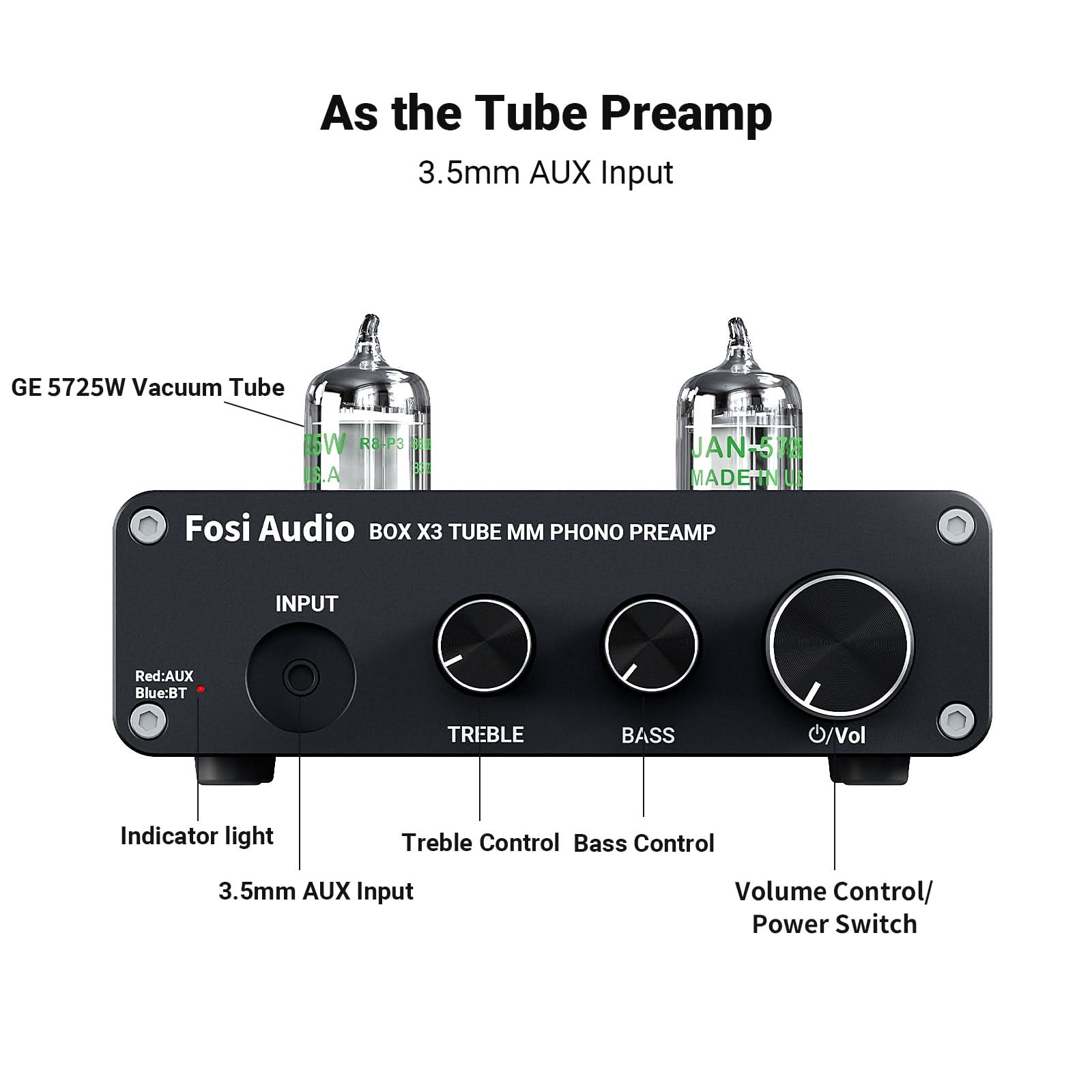 Fosi Audio Box X3 Bluetooth Vacuum Tube Phono Preamp
