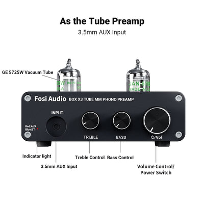 Fosi Audio Box X3 Bluetooth Vacuum Tube Phono Preamp
