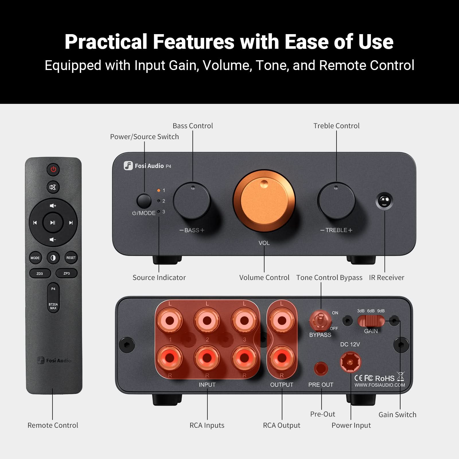 Fosi Audio P4 Mini Preamplifier