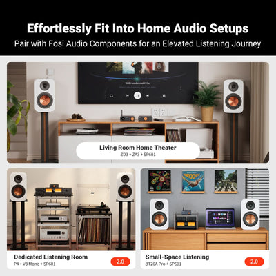 Fosi Audio SP601 Bookshelf Passive Speakers