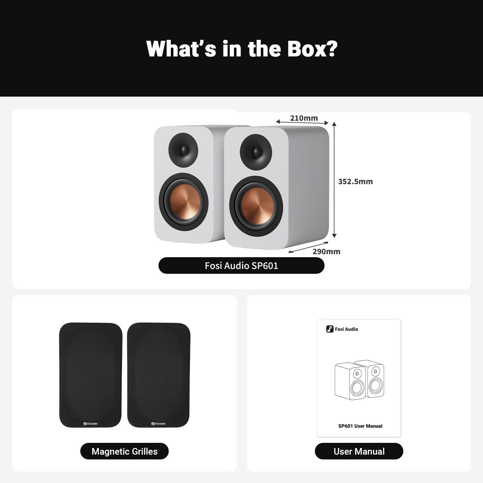 Fosi Audio SP601 Bookshelf Passive Speakers