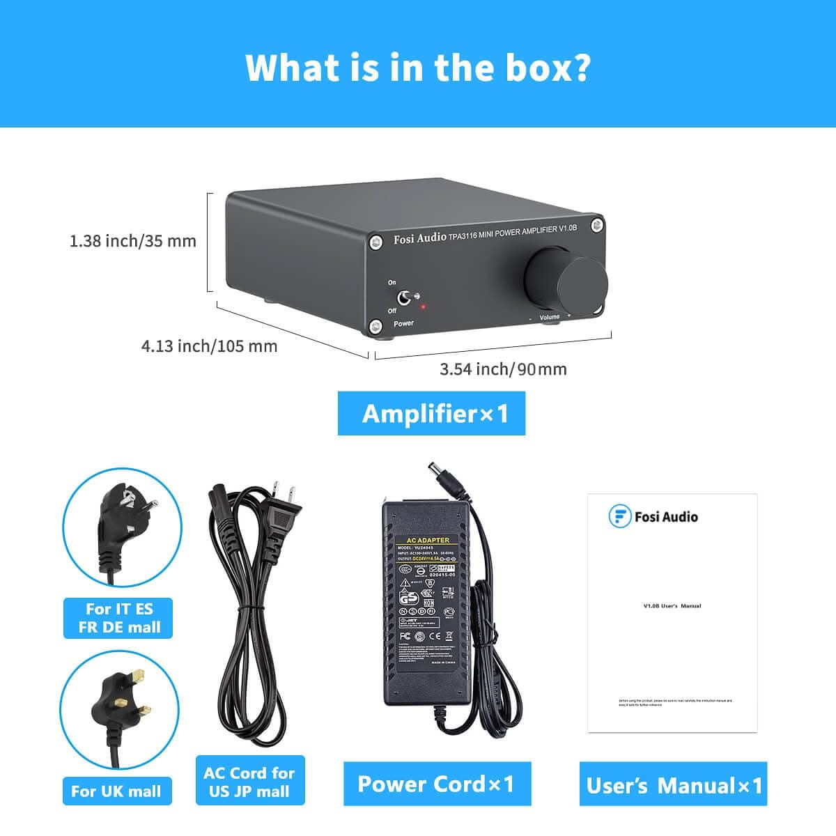 Fosi Audio V1.0 Mini-Stereo-Audioverstärker