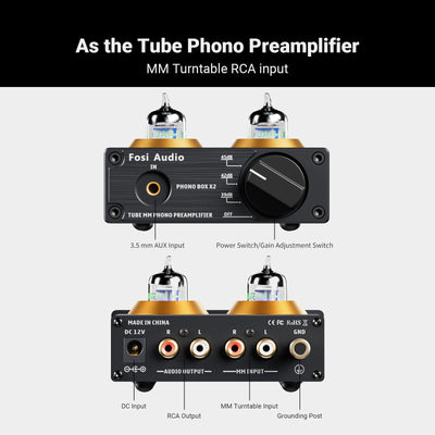Fosi Audio Box X2 MM Turntable Phono Preamplifier