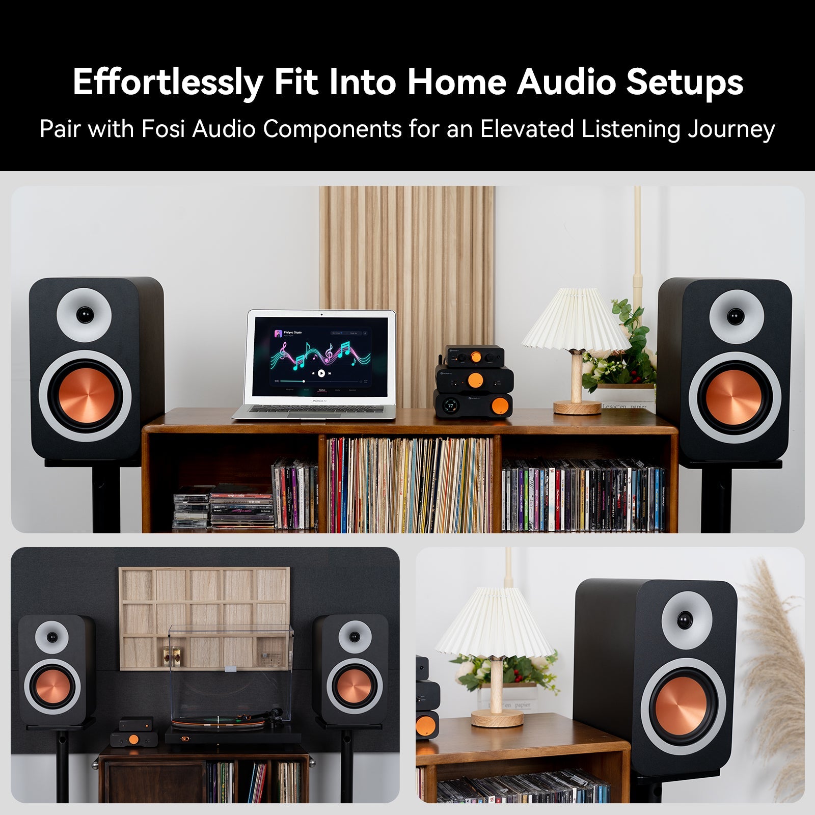 Fosi Audio SP601 Bookshelf Passive Speakers