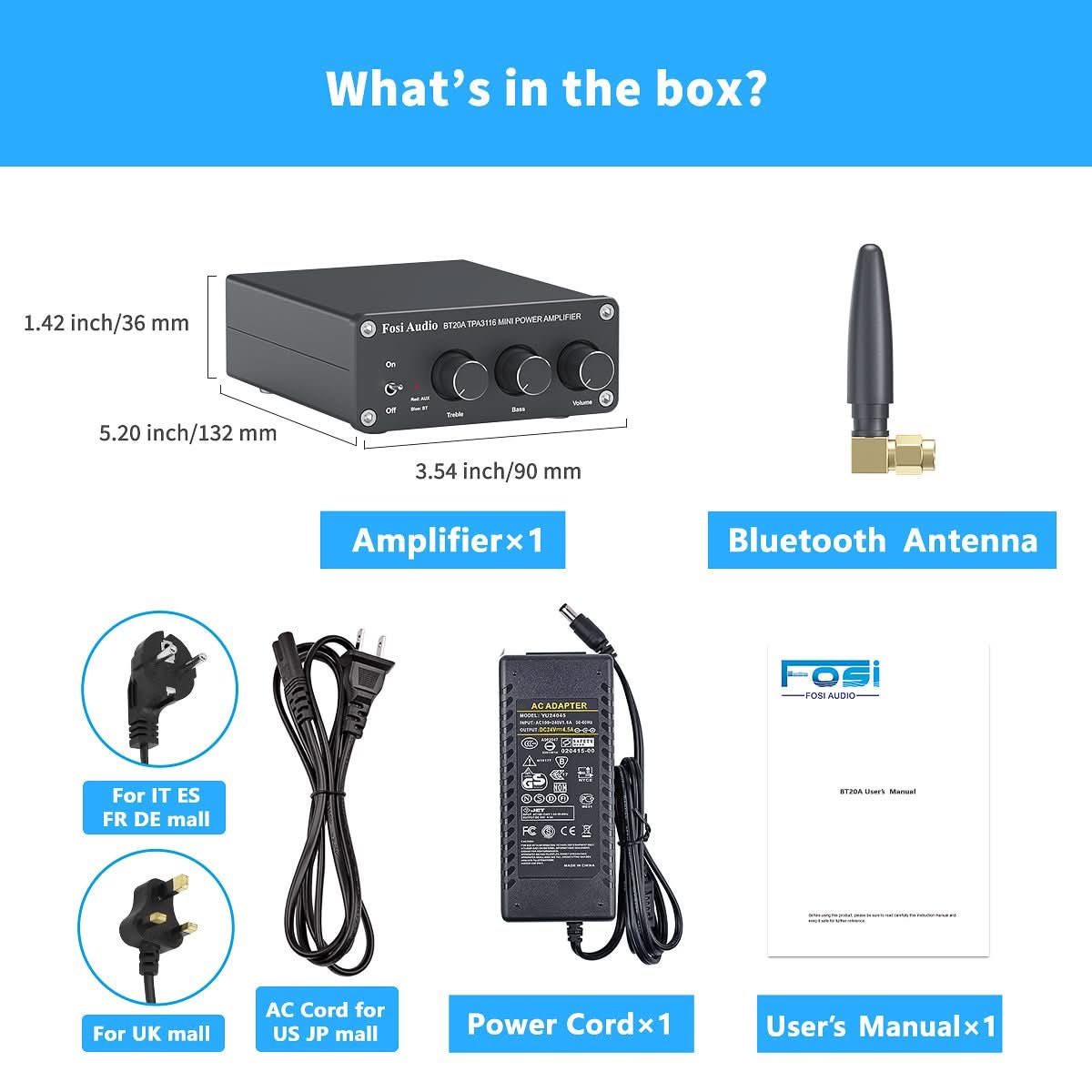 Fosi Audio BT20A Bluetooth-Stereo-Verstärker