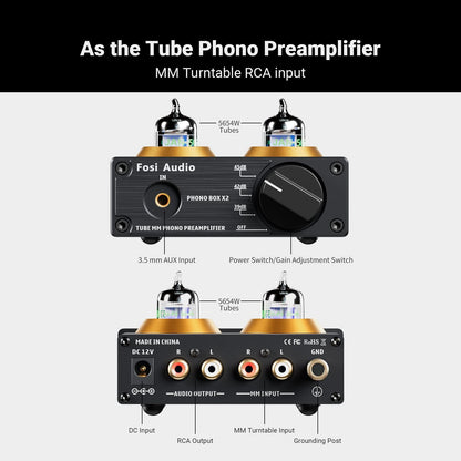 Fosi Audio Box X2 MM-Phonovorverstärker für Plattenspieler