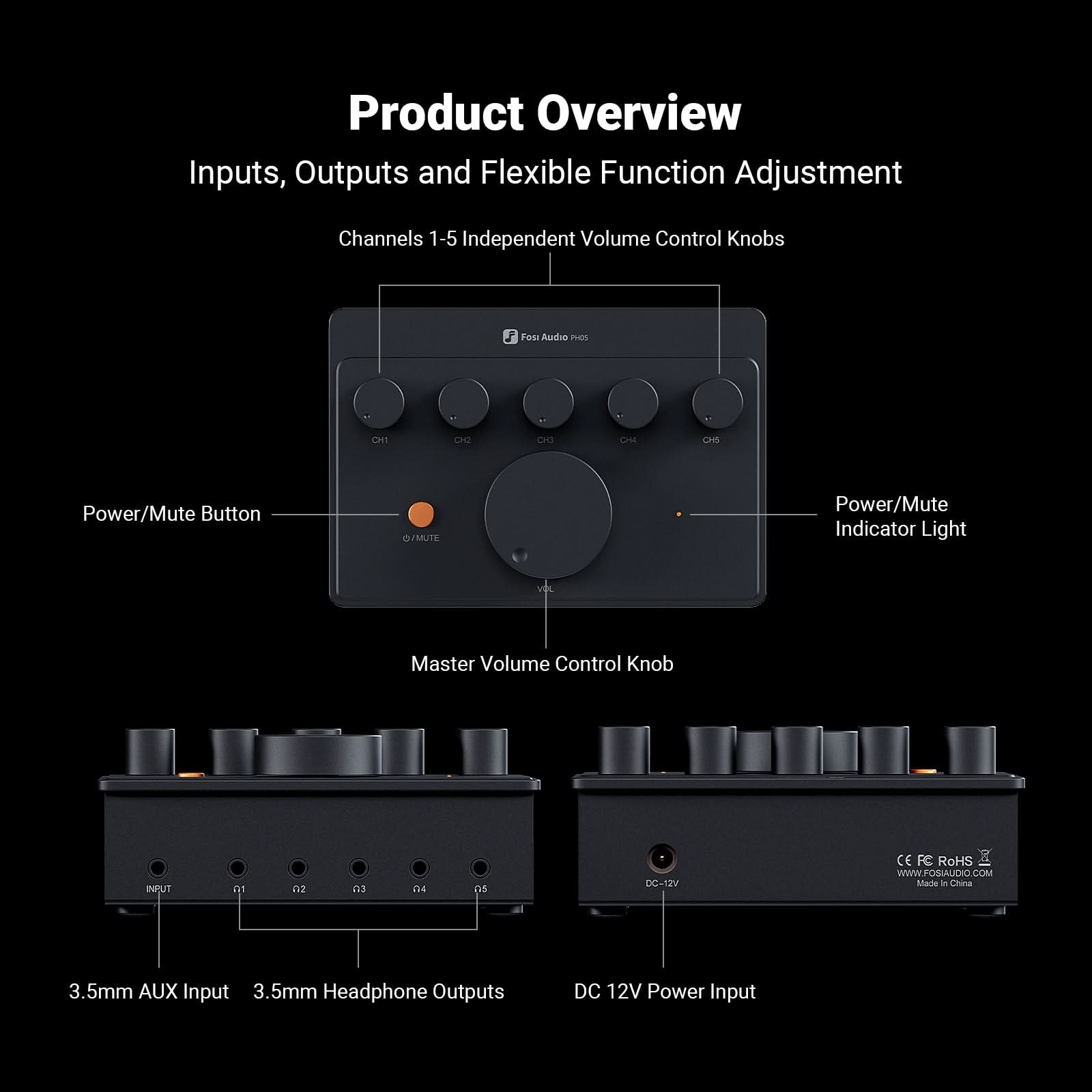 Fosi Audio PH05 5 Channel Headphone Amplifier