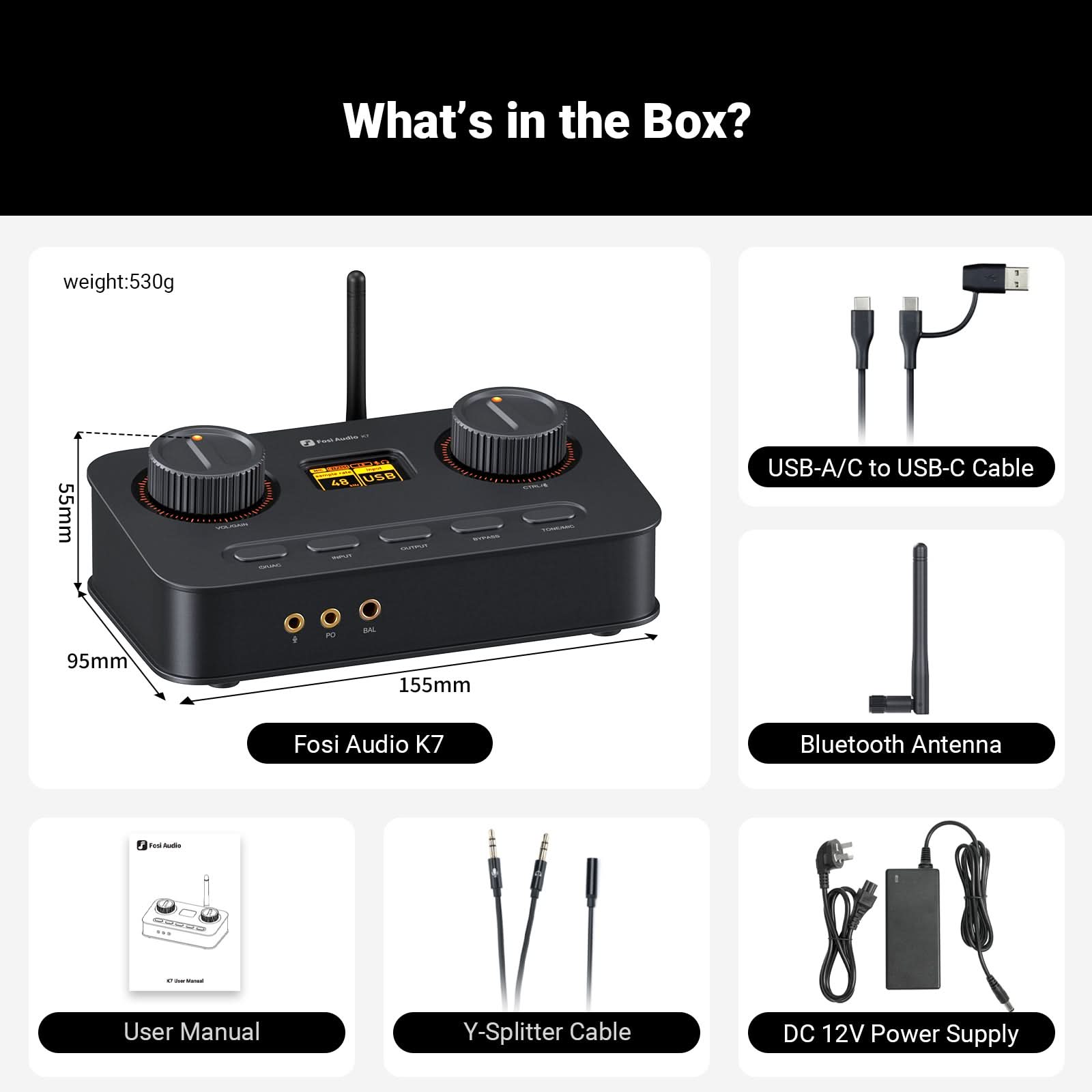 Fosi Audio K7 Desktop DAC Headphone Amplifier