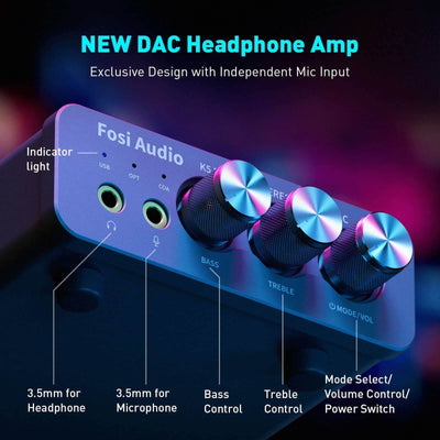 Fosi Audio K5 Pro Gaming DAC Headphone Amplifier - Fosi Audio