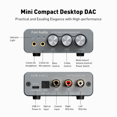 Fosi Audio K5 Pro Gaming DAC Headphone Amplifier - Fosi Audio