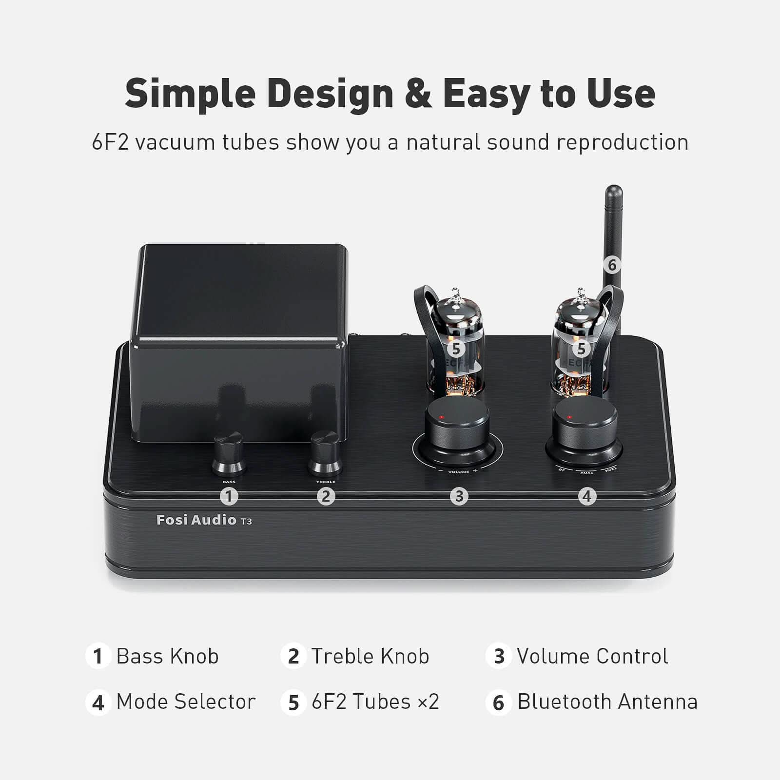 Brown② Fosi Audio T3 Hi-Fi 6F2 真空管アンプ Fosi Audio T3 Bluetooth 5.0 Hybrid Stereo Tube Amp Class AB – Fosi