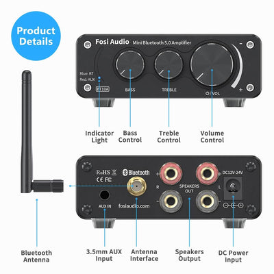 Fosi Audio BT10A Bluetooth Amplifier - Fosi Audio