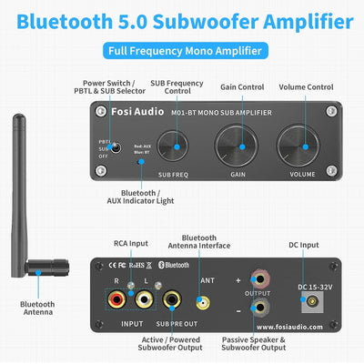 Fosi Audio M01 - BT Bluetooth Subwoofer Mono Amp - Fosi Audio