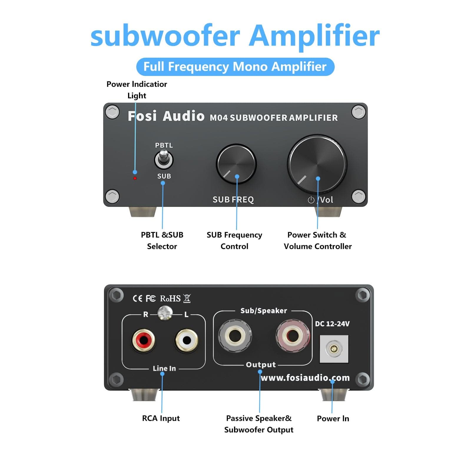Fosi Audio M04 Subwoofer Power Amplifier - Fosi Audio