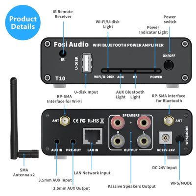 Fosi Audio T10 WiFi & Bluetooth Amplifier - Fosi Audio