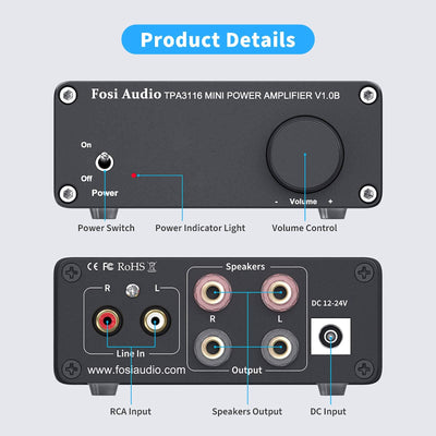 Fosi Audio V1.0 Mini Stereo Audio Amplifier - Fosi Audio