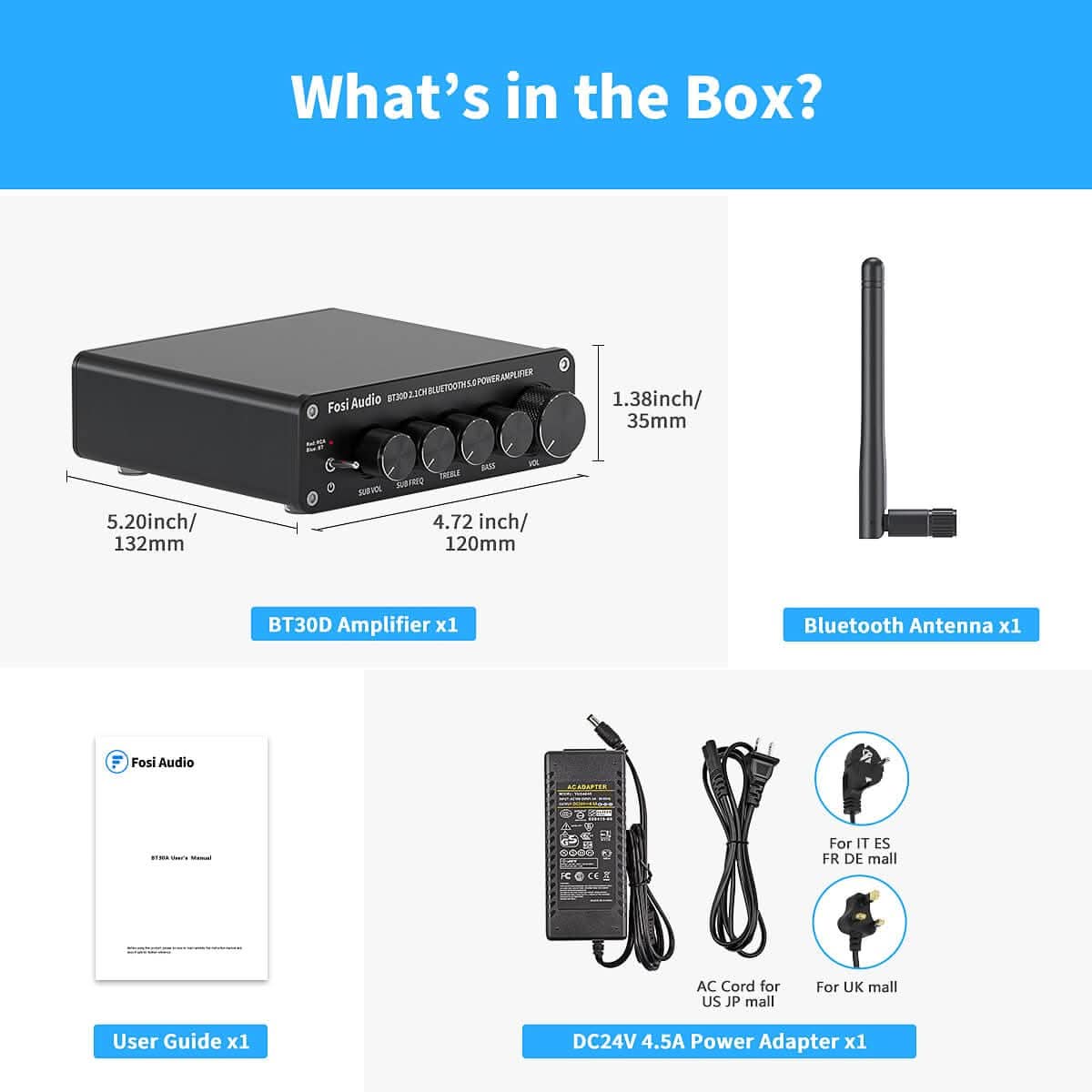 Fosi Audio BT30D Bluetooth 2.1 CH Power Amplifier - Fosi Audio