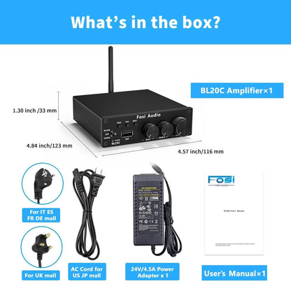 Fosi Audio BL20C Bluetooth USB Stereo Amplifier - Fosi Audio