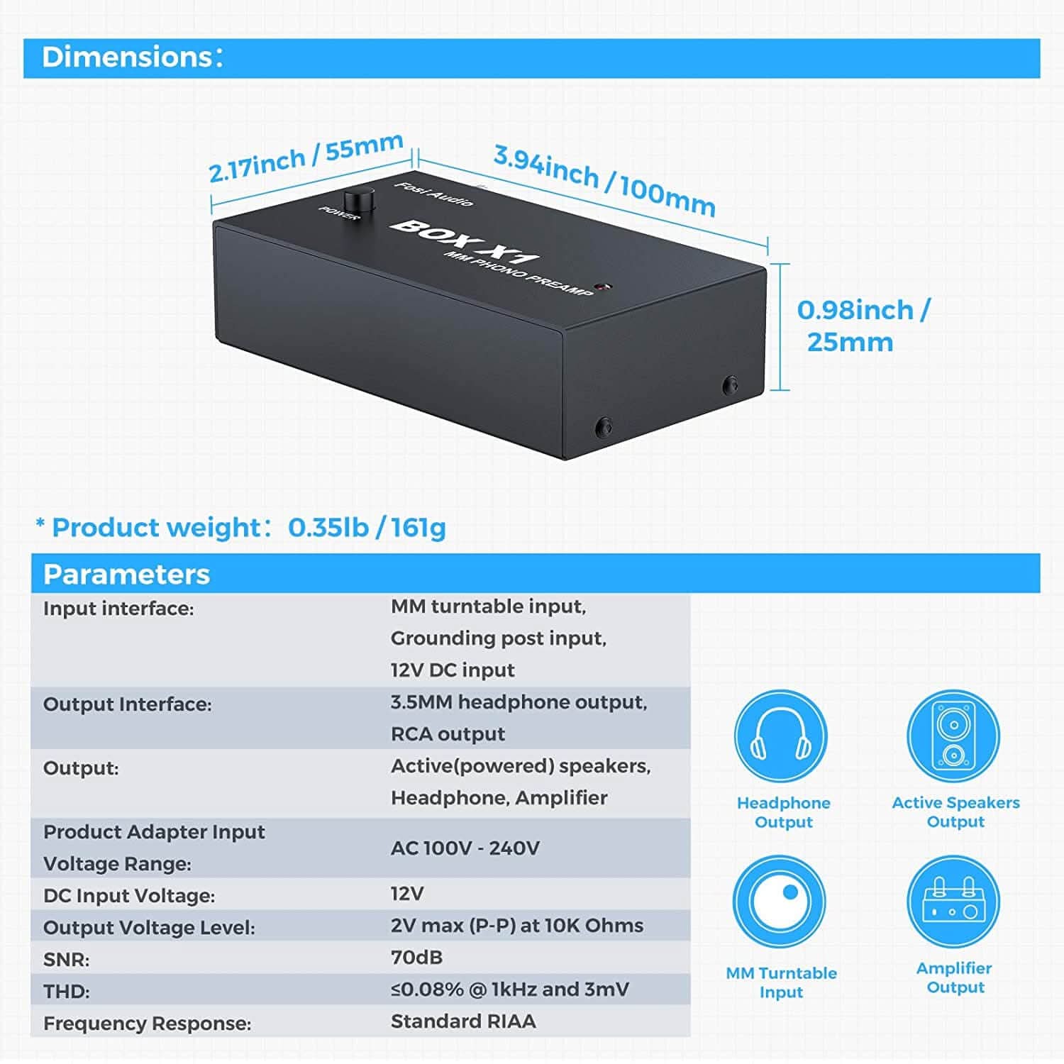 Fosi Audio BOX X1 MM Turntable Phono Preamp - Fosi Audio