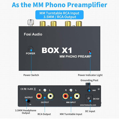 Fosi Audio BOX X1 MM Turntable Phono Preamp - Fosi Audio