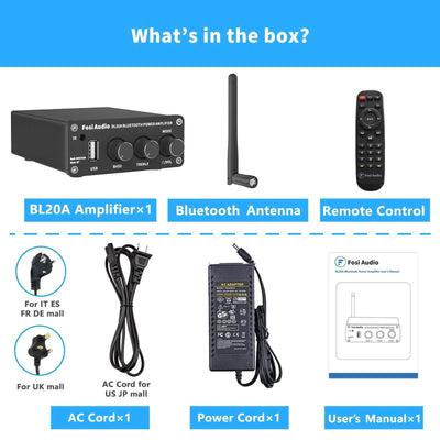Fosi Audio BL20A Bluetooth USB Power Amplifier - Fosi Audio